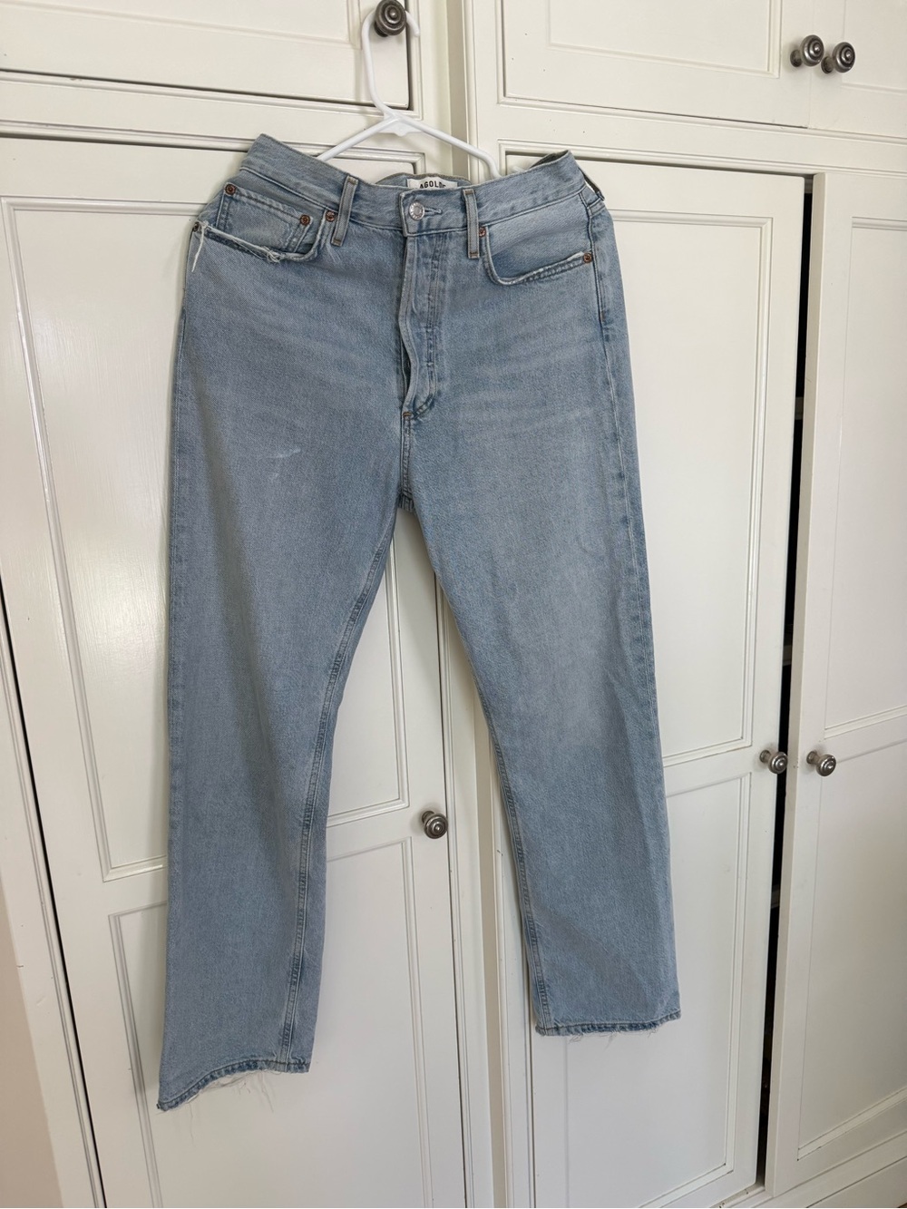 AGOLDE Light Blue Womens Straight-Leg Jeans